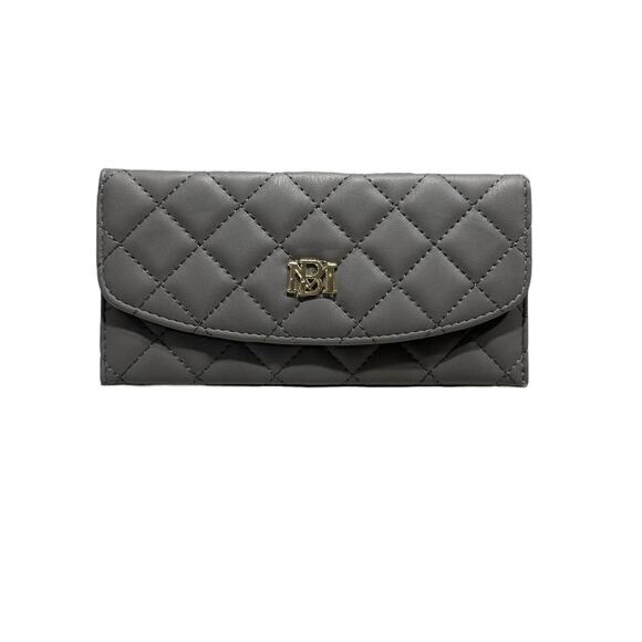 NWT! Badgley Mischka Grey Quilted Card Holder Wallet - Picture 3 of 6